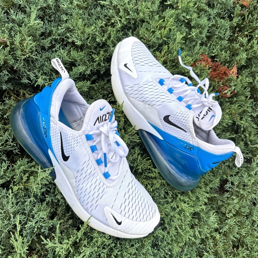 Nike Air Max 270 Men's Athletic Shoes Size 8.5 White Blue